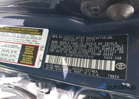 2017 Toyota Camry Le from USA, damaged, VIN 4T1BF1FK1HU737813